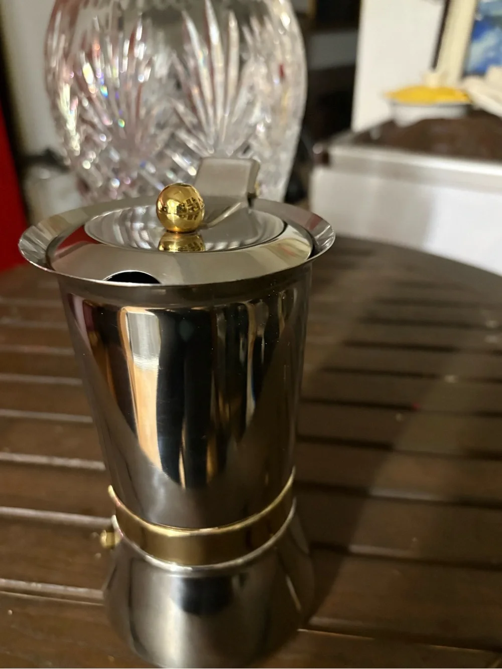 Vespress`Espresso Coffee Maker VEV INOX 18/10 stainless 24k Gold Trim Overlay